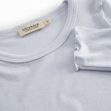 Lyseblå langærmet t-shirt til børn med flæsedetaljer
