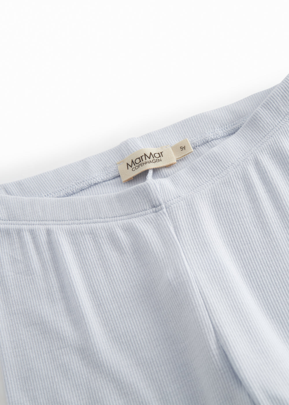 Lyseblå leggings til børn med fine flæsedetaljer forneden
