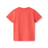 Orange børne-T-shirt med lille broderet frugtmotiv