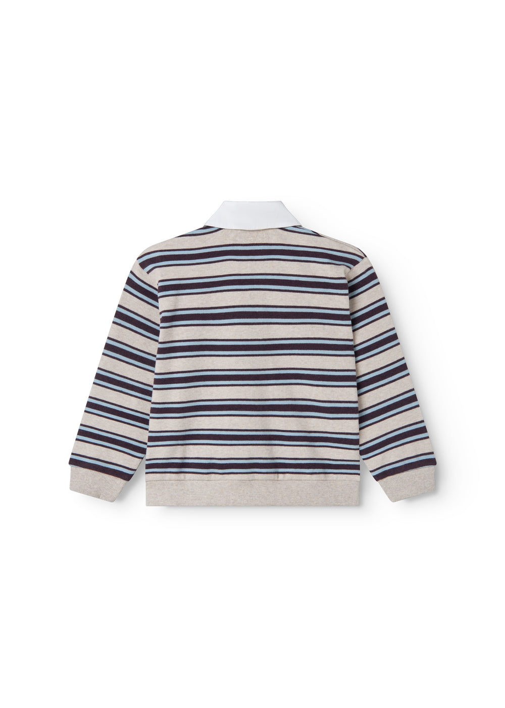 Stribet sweat polo til barn med krave og lange ærmer