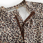 Badeheldragt til børn med brunt leopardprint og lynlås