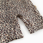 Badeheldragt til børn med brunt leopardprint og lynlås
