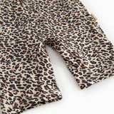 Badeheldragt til børn med brunt leopardprint og lynlås