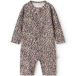 Badeheldragt til børn med brunt leopardprint