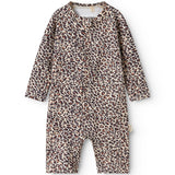 Badeheldragt til børn med brunt leopardprint