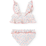 Børne bikinisæt med dobbelte volanger og mini-blomstermønster i top og trusse