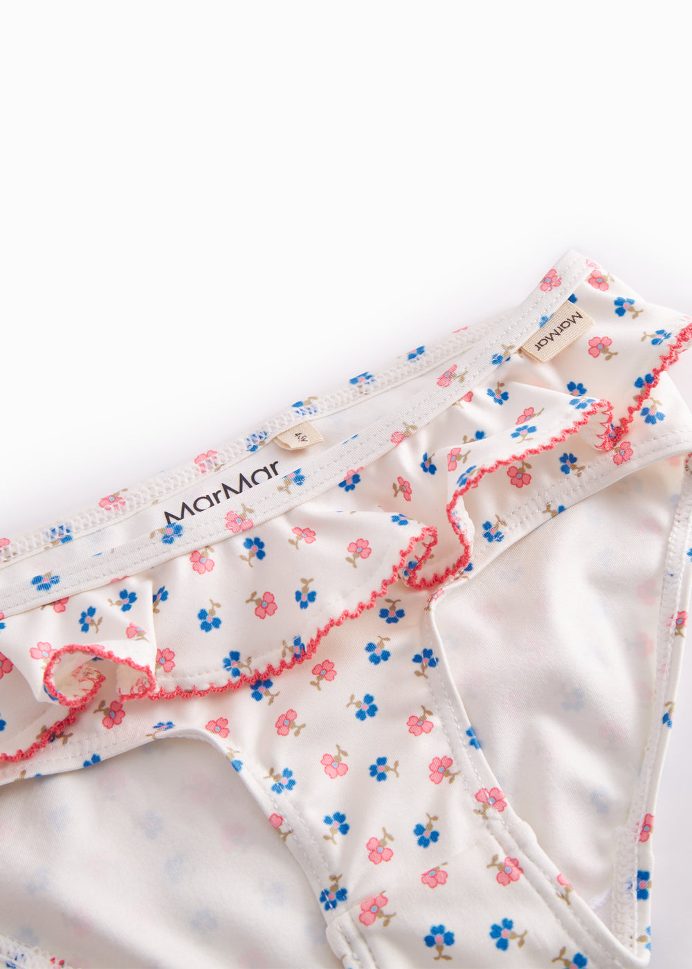 Bikini til børn med blomstermønster og flæser