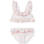 Børne bikinisæt: volangtop med mini-blomstermønster og matchende bikinitrusse