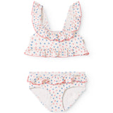 Børne bikinisæt: volangtop med mini-blomstermønster og matchende bikinitrusse