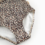Badedragt til børn med brunt leopardmønster