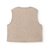 Beige teddy-vest uden ærmer med glat ryg og ribkant ved hals og bund