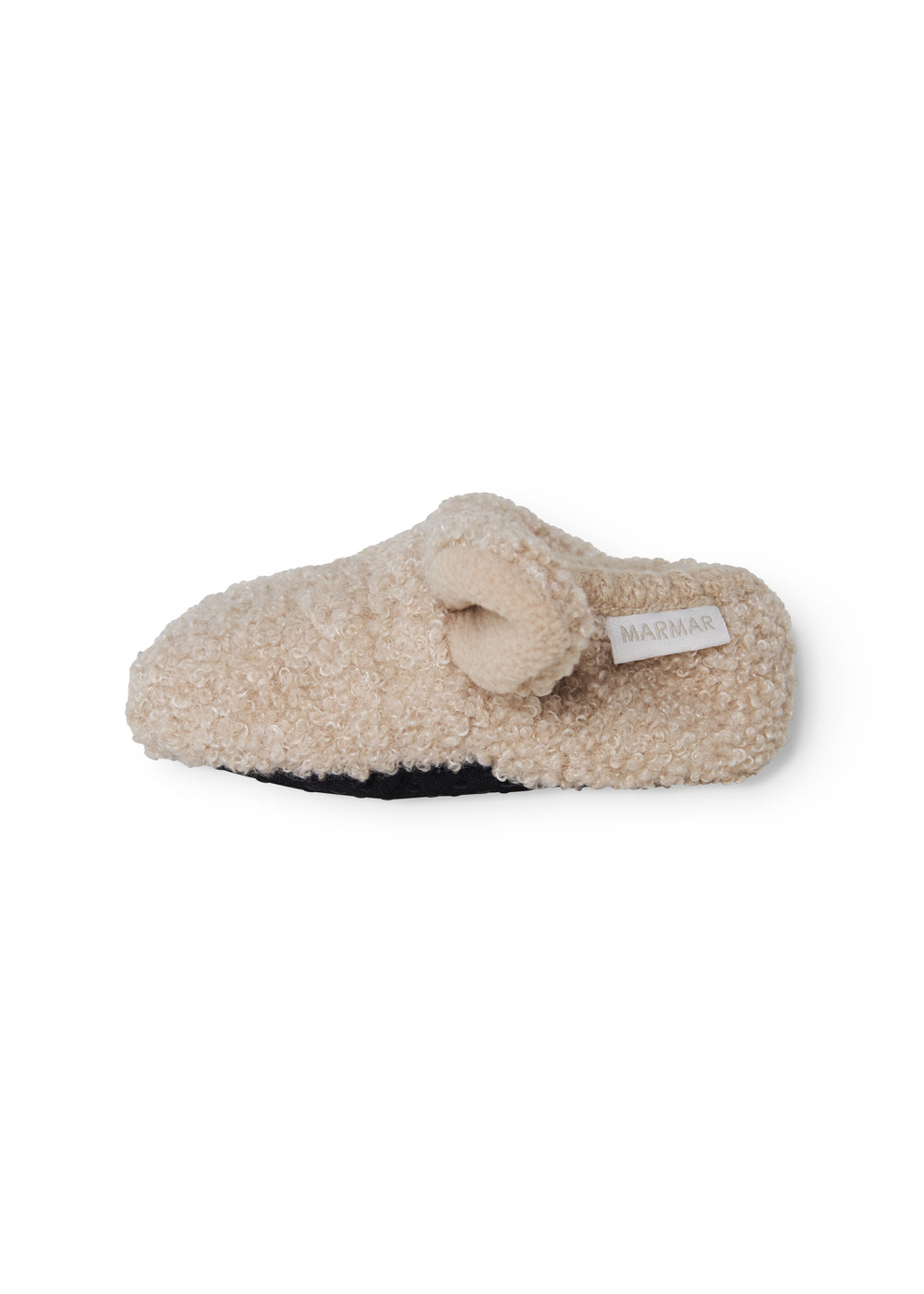 Teddyplys babysko med åben tå og lav hælkappe, muddermelange