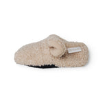 Teddyplys babysko med åben tå og lav hælkappe, muddermelange