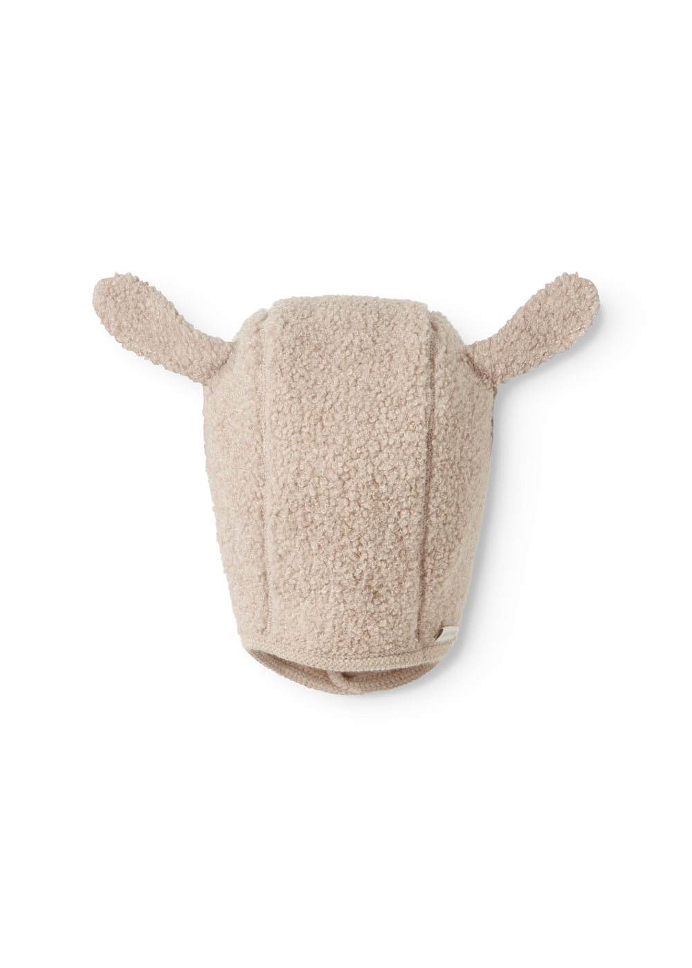 Teddyhue i mudret beige med øreflapper og lukket ryg