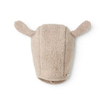 Teddyhue i mudret beige med øreflapper og lukket ryg