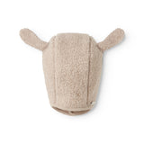 Teddyhue i mudret beige med øreflapper og lukket ryg