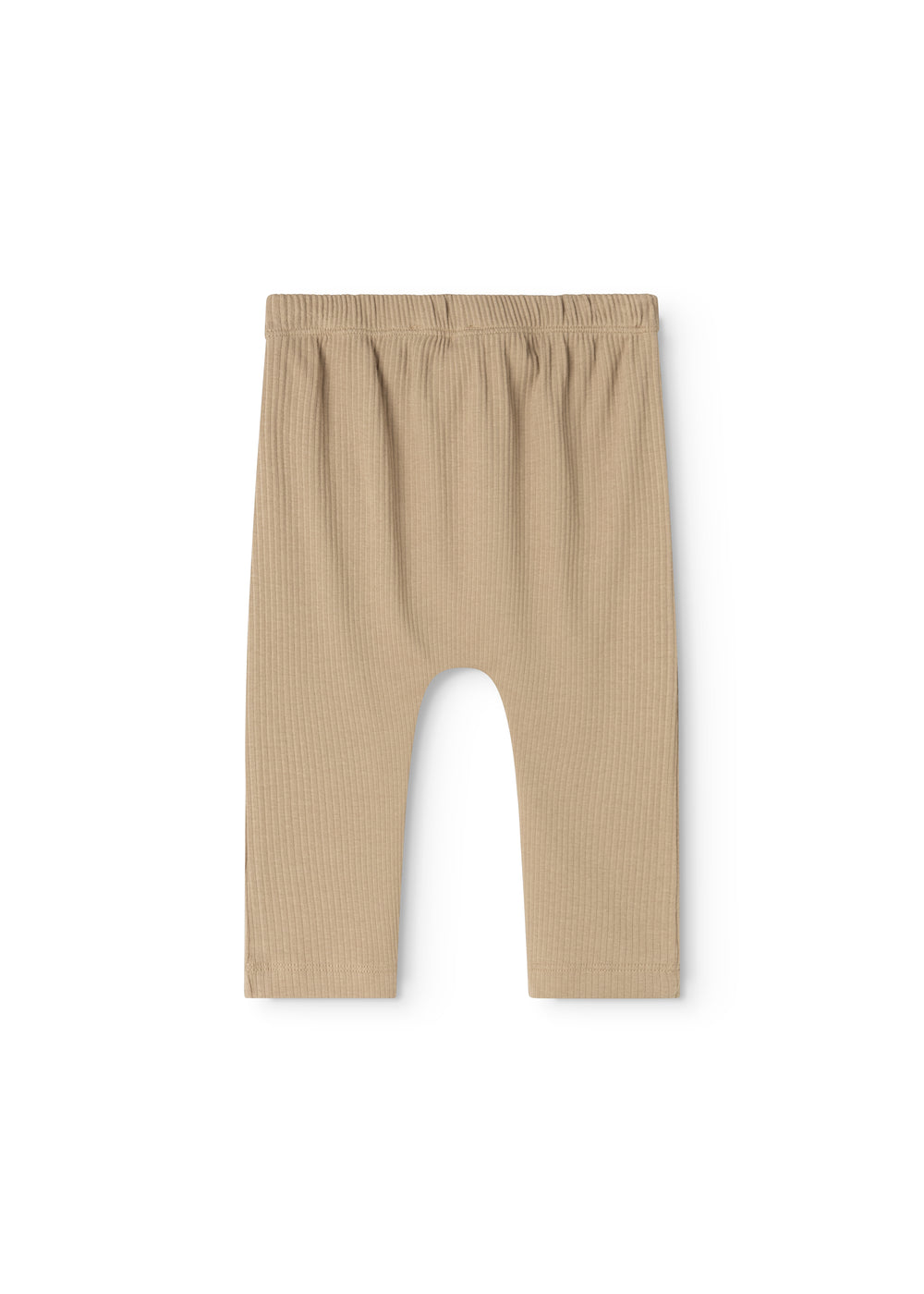 Beige ribbukser til baby med elastisk linning og lige bukseben