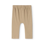 Beige ribbukser til baby med elastisk linning og lige bukseben