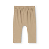 Beige ribbukser til baby med elastisk linning og lige bukseben