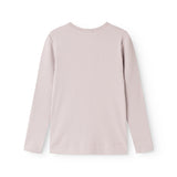 Langærmet T-shirt med rund halsudskæring, lys stribet lysegrå