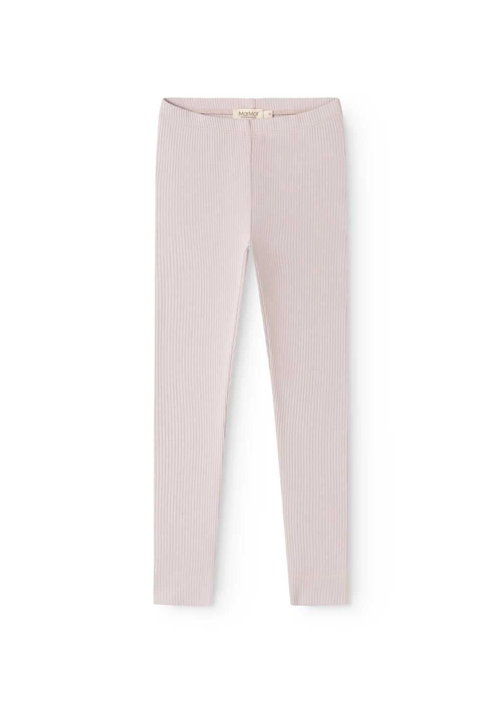Lysegrå leggings med smal ribstruktur og elastisk linning