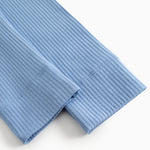 Blå ribstrikkede leggings med fold ved benafslutning