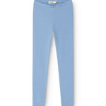 Blå leggings i ribbet stof med elastisk linning