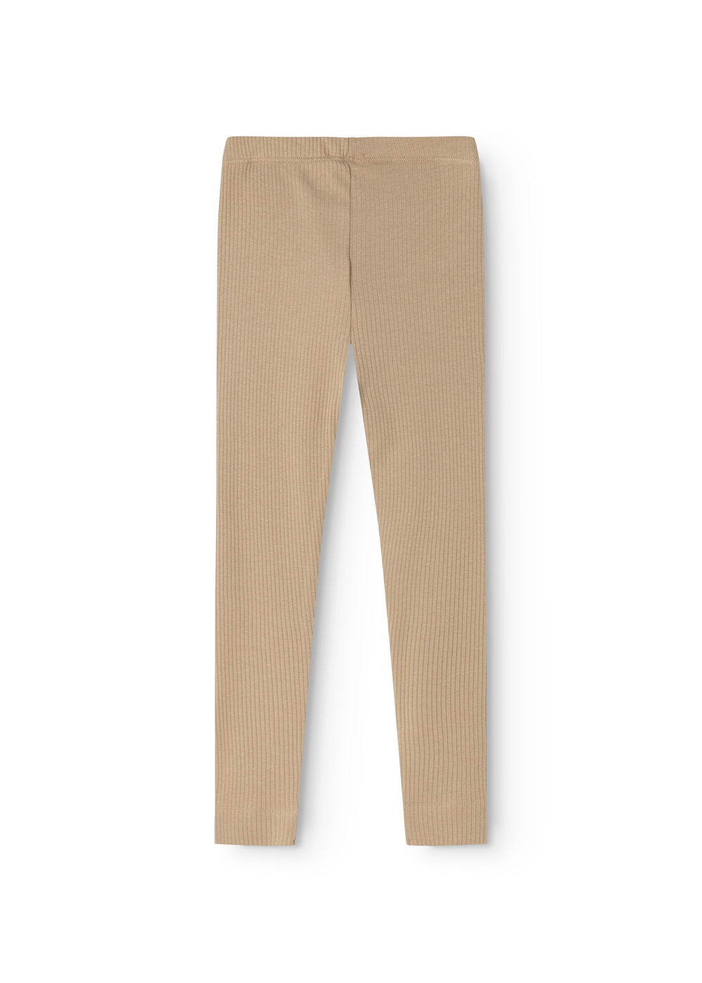 Beige leggings med lodret syning og ribbet stof