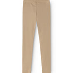 Beige leggings med lodret syning og ribbet stof