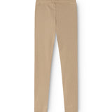 Beige leggings med lodret syning og ribbet stof