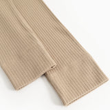Beige leggings med ribbet stof og søm ved benafslutning