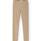 Beige leggings med ribbet mønster og bred linning