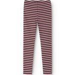 Stribede leggings med elastisk talje i rosa og mørke striber, tætsiddende ben