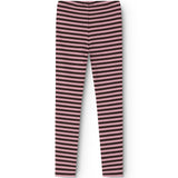 Stribede leggings med elastisk talje i rosa og mørke striber, tætsiddende ben