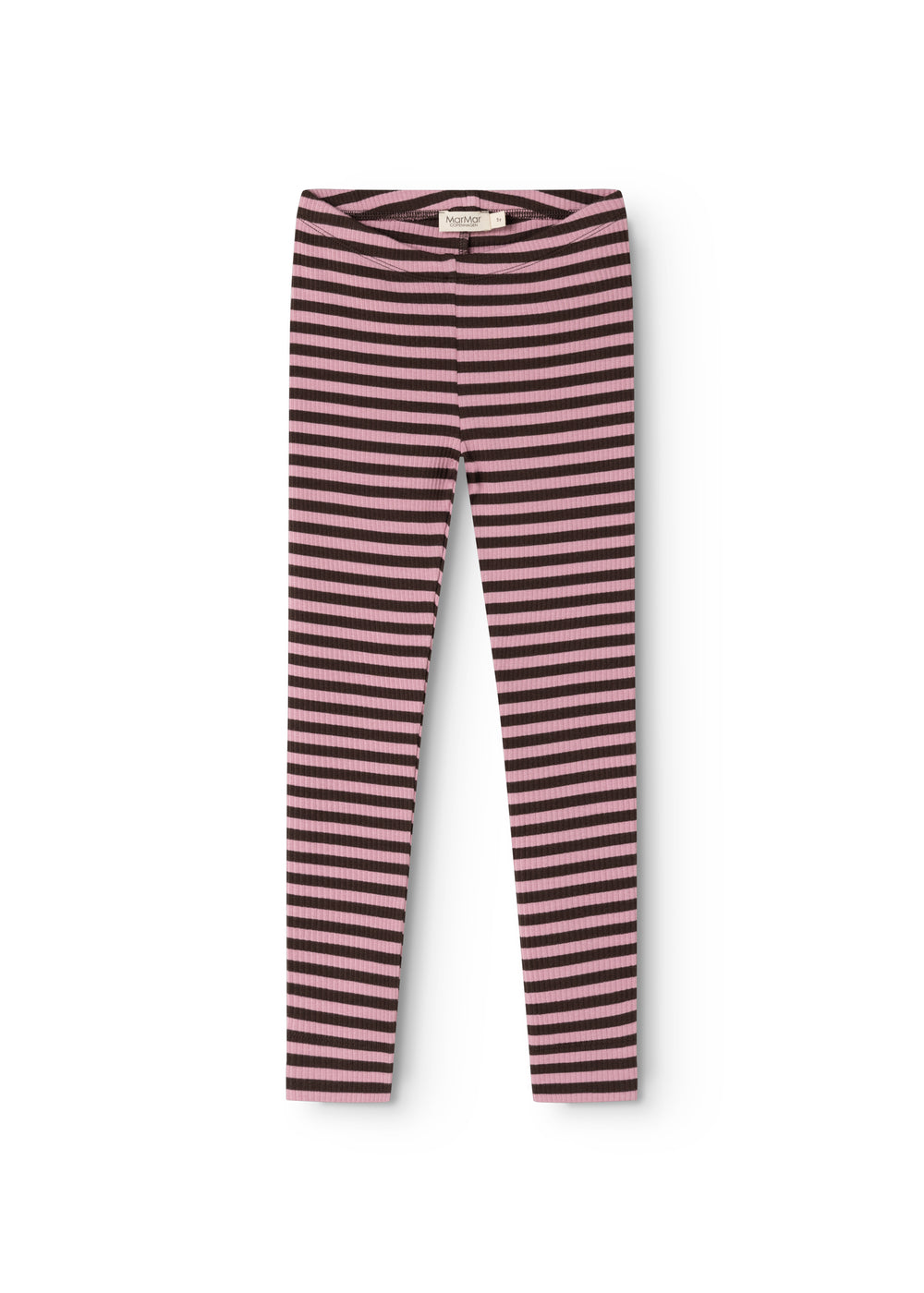 Stribede leggings til børn med elastisk talje, rosa og mørke striber
