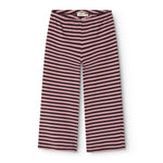 Børnebukser med striber i hvid/pink og mørk bund, elastik i taljen.