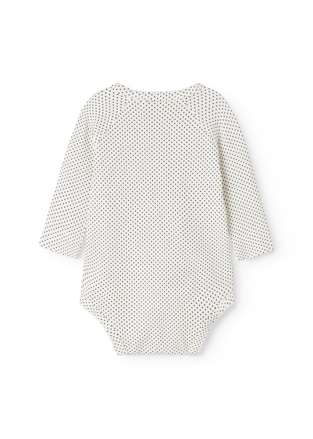 Hvid bodystocking med små sorte prikker og lange ærmer