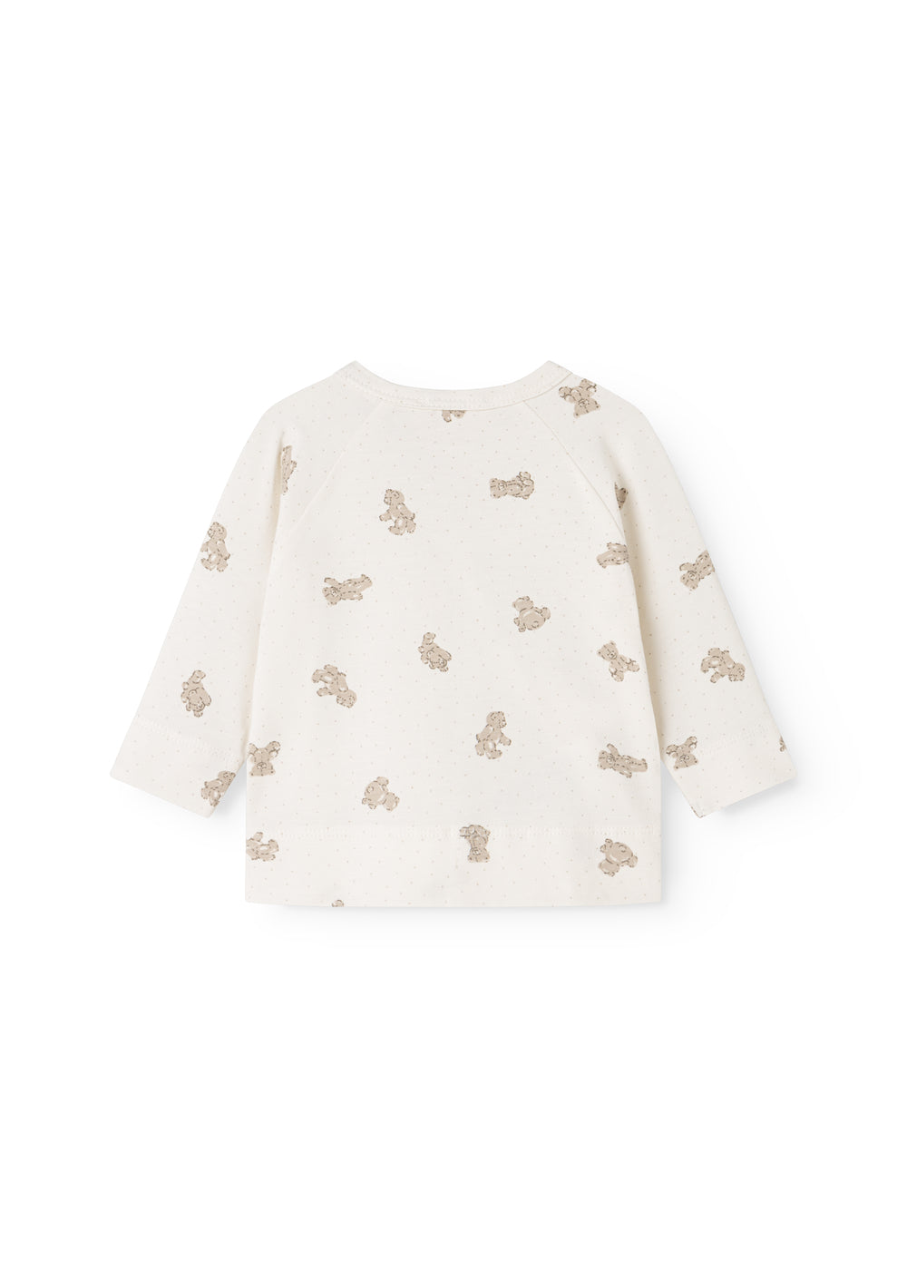 Offwhite bluse med lange ærmer med jævnt teddybjørneprint