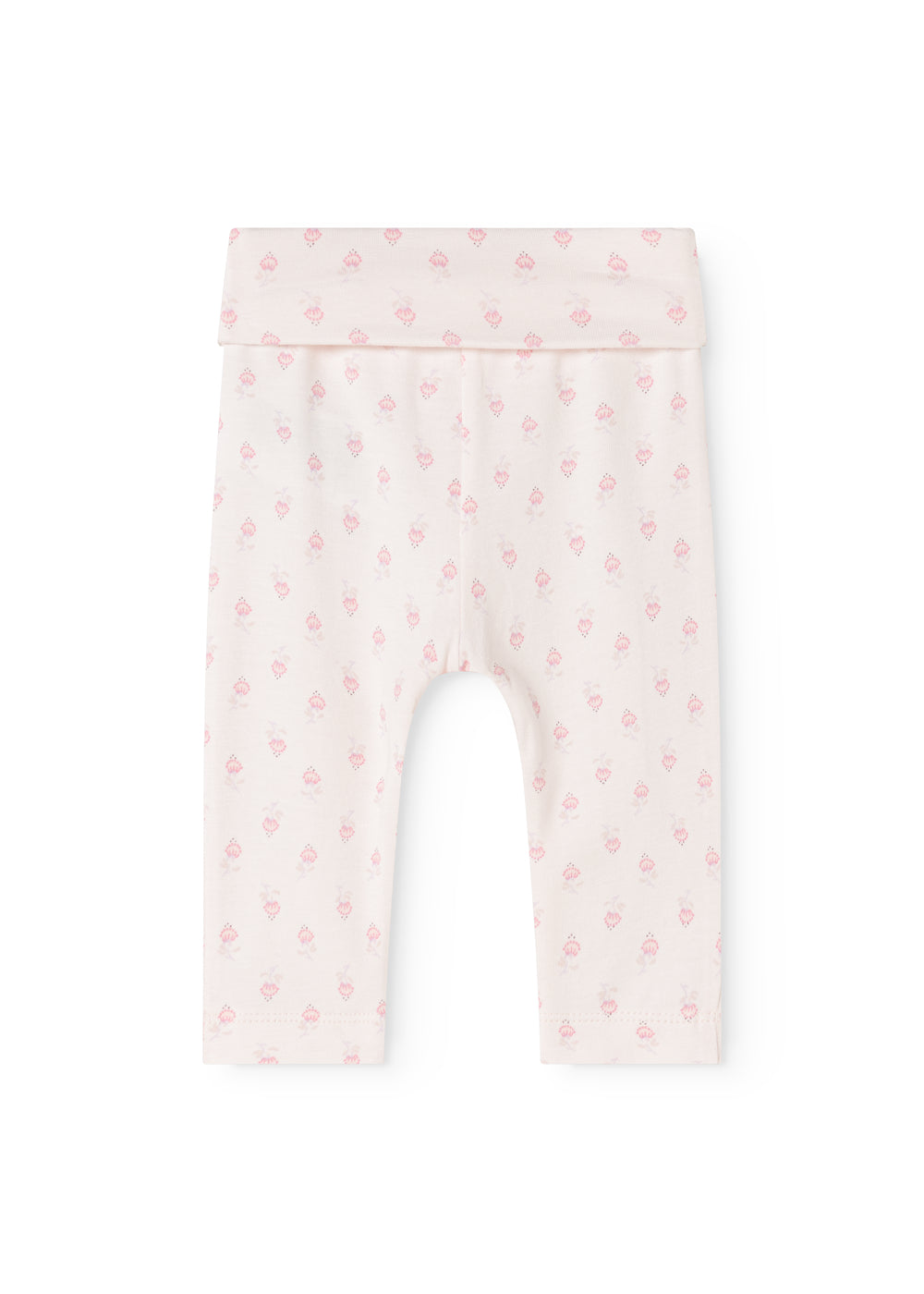 Bukser med lyserødt blomsterprint og elastisk talje