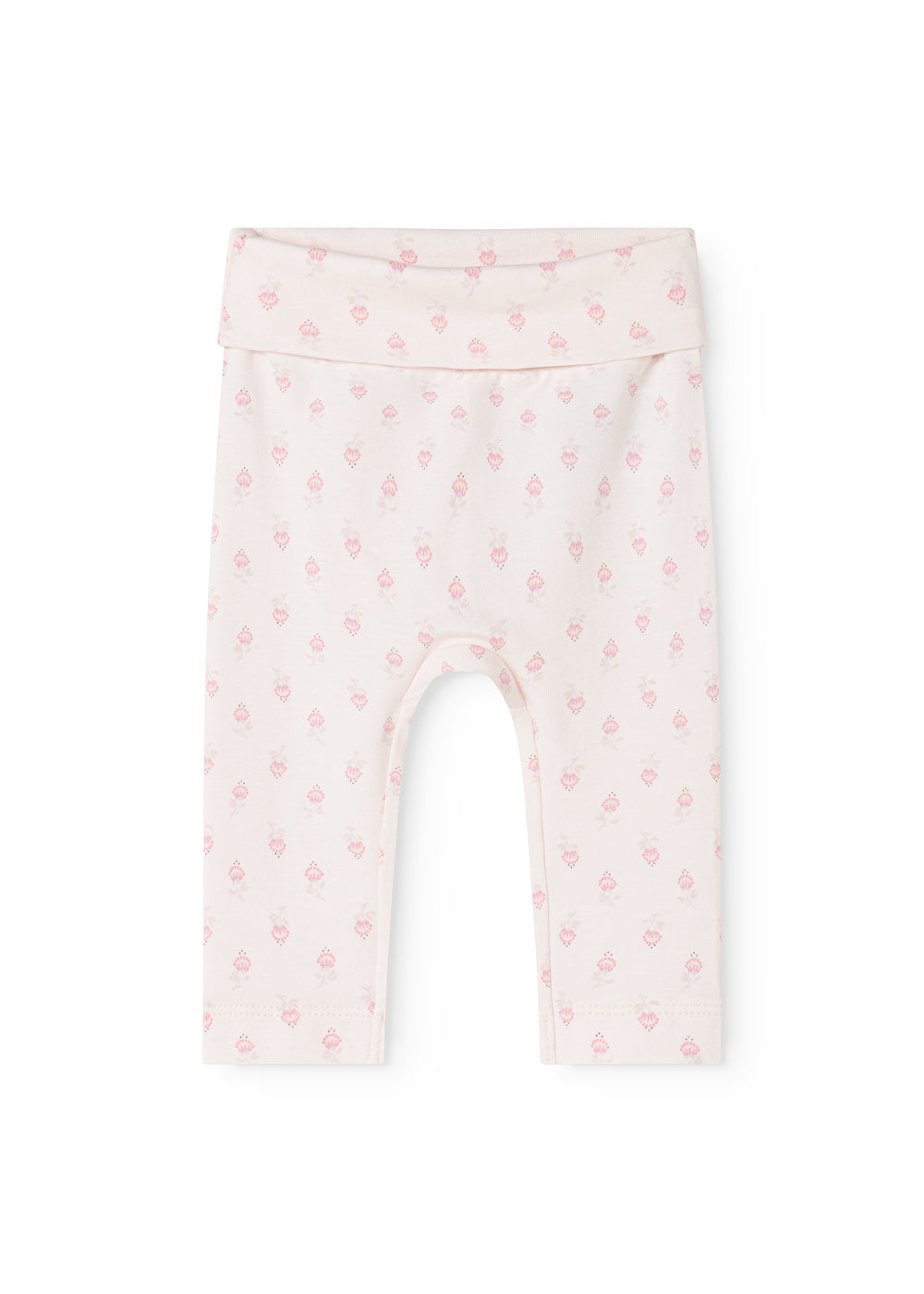 Bukser med lyserødt blomsterprint og elastisk linning