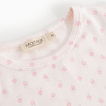 Langærmet natbluse med rund halsudskæring og mini-blomstertryk, synlig mærkeetiket