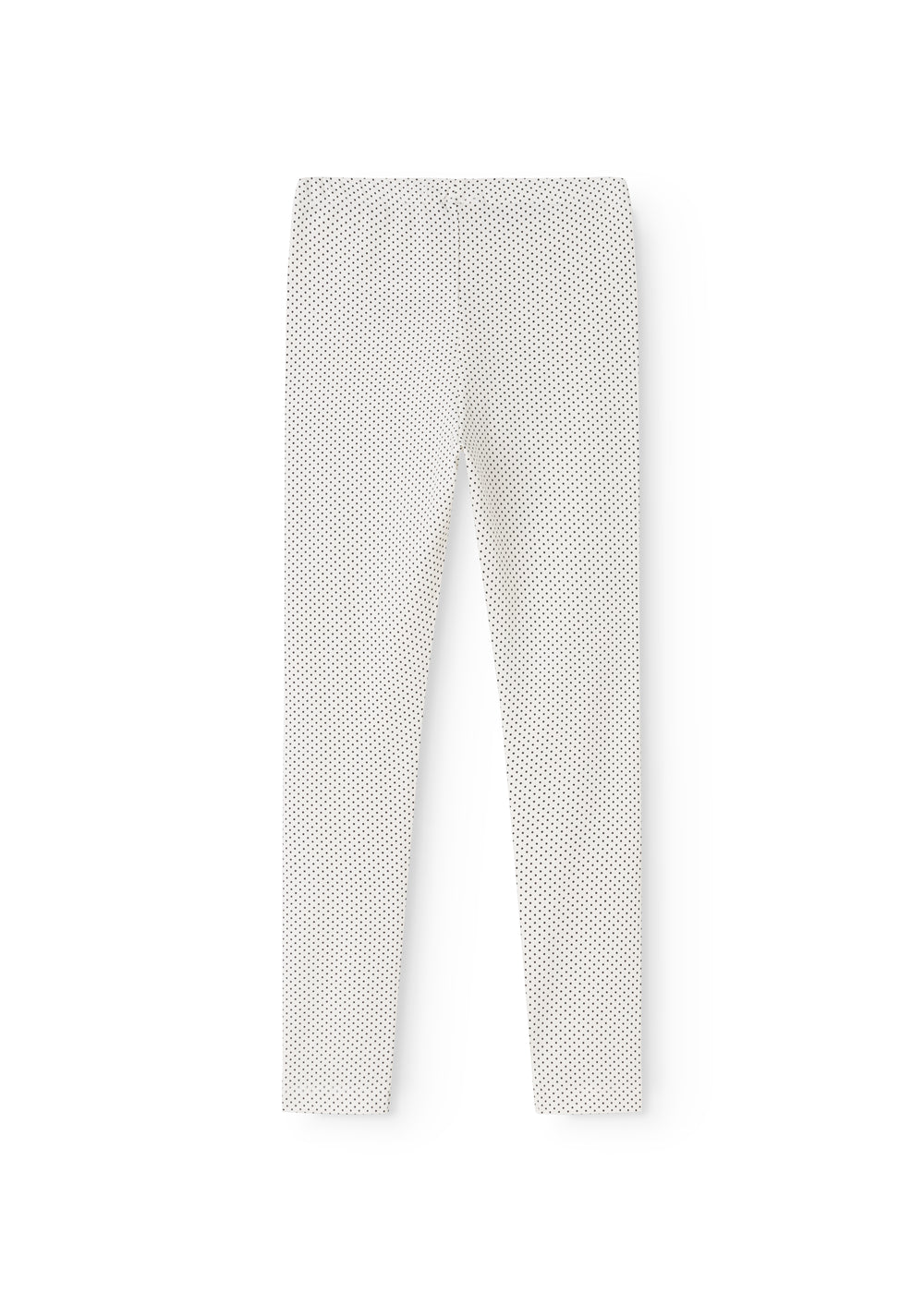Leggings i hvid med små sorte prikker, lige pasform og elastisk talje
