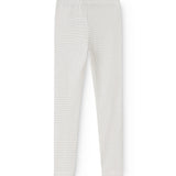 Leggings i hvid med små sorte prikker, lige pasform og elastisk talje