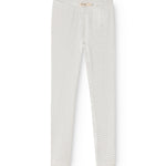Leggings i hvid med små sorte prikker, lange ben og elastisk talje