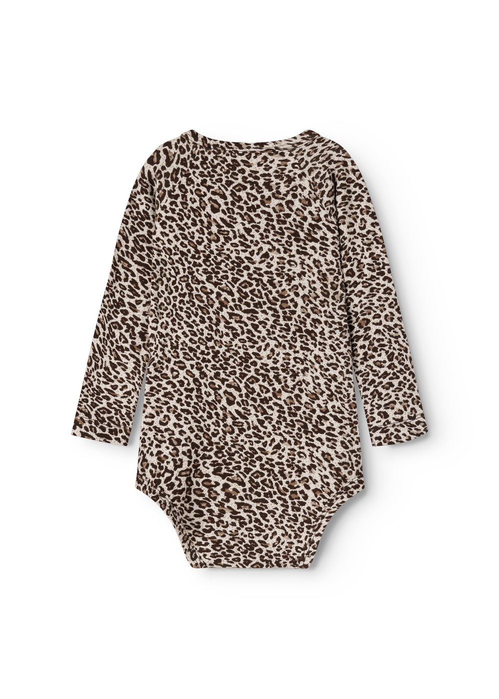 Leopardmønstret langærmet body i mørk brun med lange ærmer