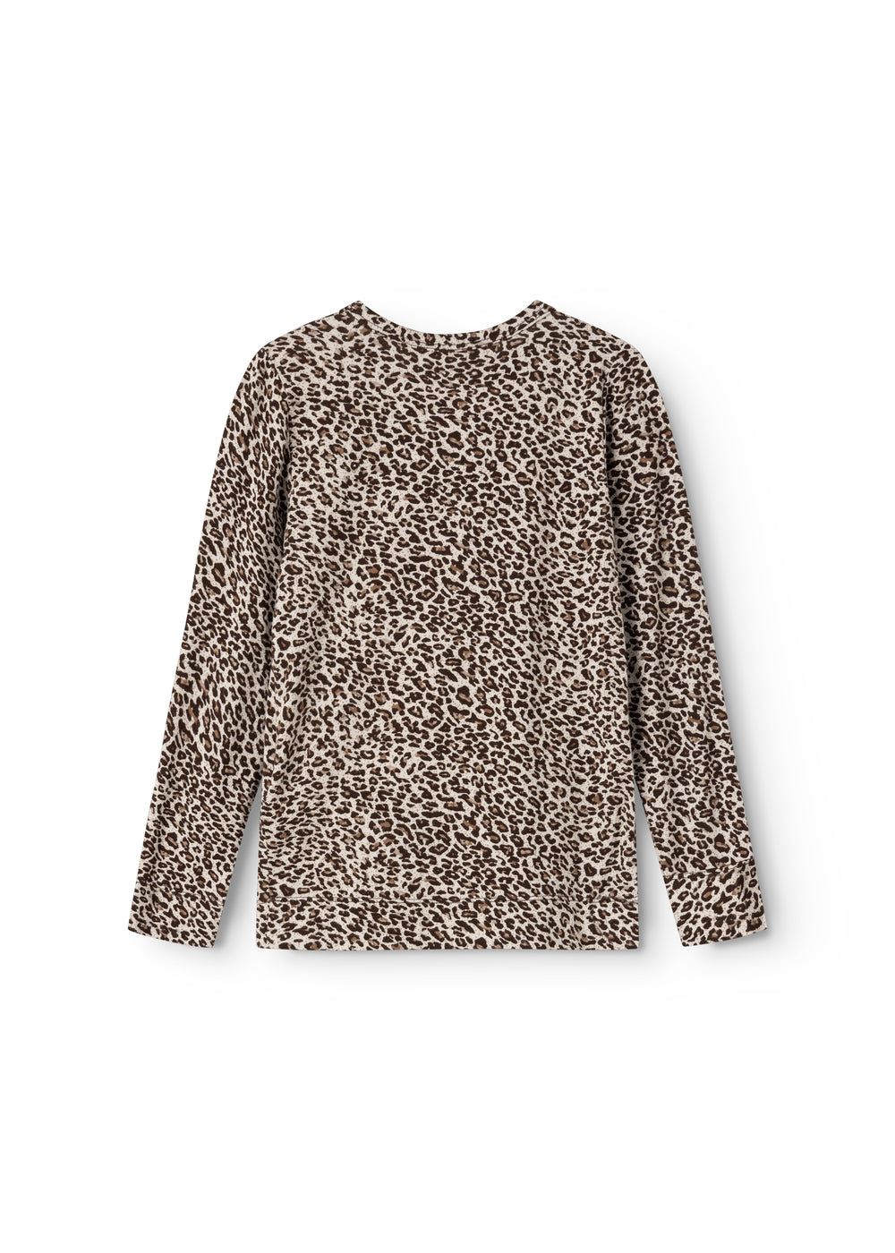 Leopardmønstret langærmet T-shirt med rund hals og løstsiddende pasform