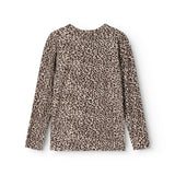 Leopardmønstret langærmet T-shirt med rund hals og løstsiddende pasform
