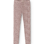 Leggings med støvet lilla leo-mønster, lange ben.