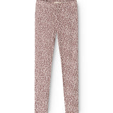 Leggings med støvet lilla leo-mønster, lange ben.