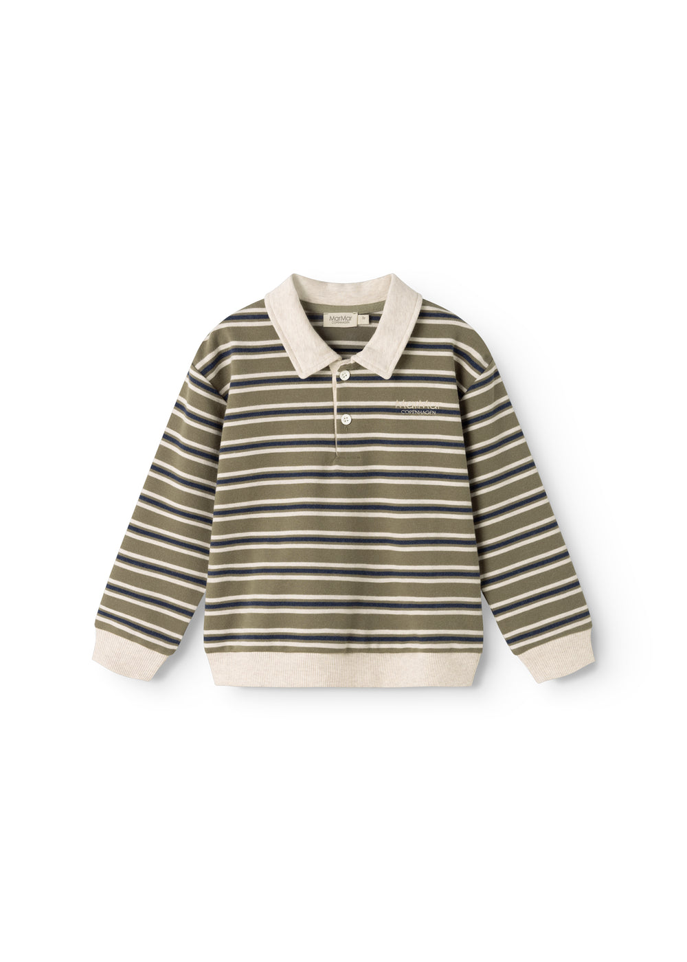 Thanos polo i stribet bluse med krave og knapper, langærmet